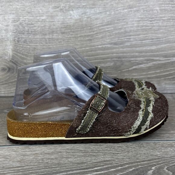 Birkenstock Birki’s Maria Women’s Sz 6/EU 37 Brown Olive Denim Slip On Mules - Picture 1 of 12